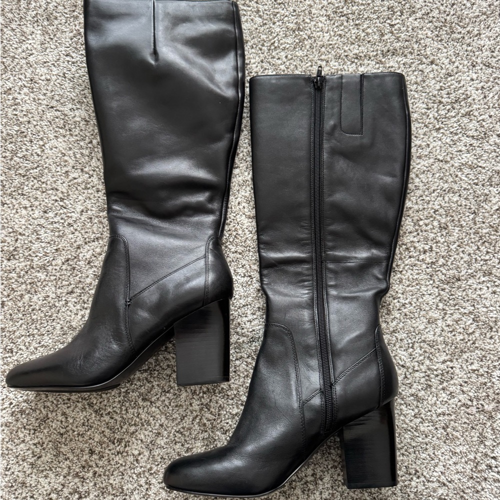 Elegant Black Leather Knee-High Boots